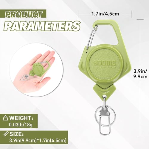 Booms Fishing Zinger Retractor 3pack: Fly Fishing Retractor with 27.5" Retractable Lanyard - 4oz Retractable Keychain for Key Nippers Scissors Forceps, Fly Fishing Accessories, XW80 - color: Green