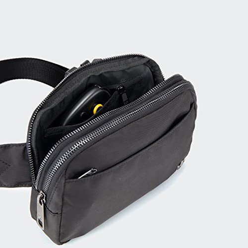 Pander Everywhere Belt Bag for Women, 5 Zipper Pockets Nylon Crossbody Fanny Pack Purse (Black) - color: Black Polyester
