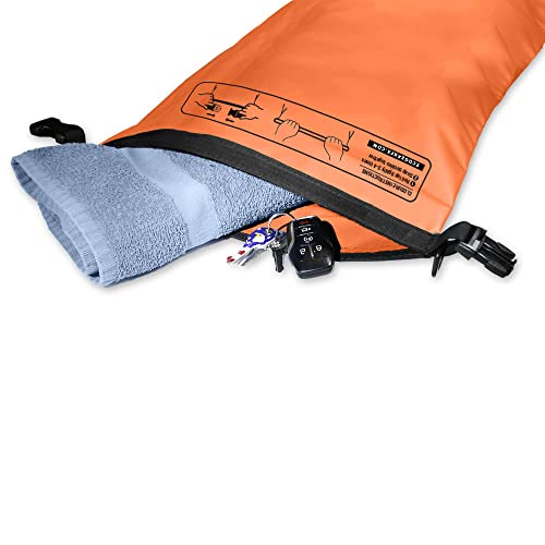 EcoGear FX Heavy Duty Waterproof Dry Bag Voyager Series – Durable Roll Top Compression Bag –Kayaking, Rafting, Boating, Hiking, Fishing and Camping - color: Orange, size: 10L
