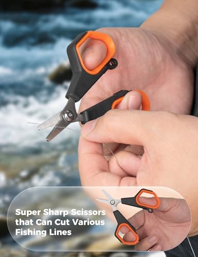 2pc Fishing Scissors,3.9" Stainless Steel Fishing Line Cutter for Fishing Braided Line,Non-Slip Grip Small Fishing Scissors for Saltwater - color: 2pc Orange