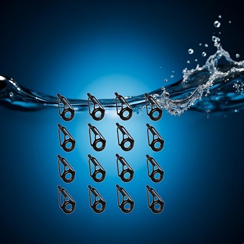 16Pcs Black Fishings Rod Tip Ceramic Guide Rings Replacement Rod Tip Guide Fishings Rod Eyelets Repair Part Easy Installation, Reel Care Accessories
