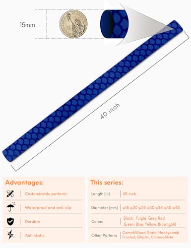 Accering Fishscale Pattern Heat-Shrink Tubing Fishing Rod Handle Wrap Fast Shrinkage for Sports Equipment Handles (φ15mm, L3.3ft, Blue) - color: Blue, size: φ15mm, L3.3ft