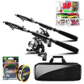 Fishing Pole and Reel Combo - 2PCS Carbon Fiber Telescopic Rods Spinning Reels Saltwater/Freshwater Kit with Lures, Line and Carrier Bag, Travel Fishing Gear for Adults - size: 5.9 FT