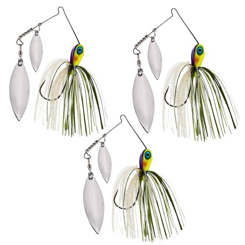 Reaction Tackle Spinner Bait, Compact Profile Fishing Lure with Flash and Vibration for Bass, Trout, Pike, Salmon and Walleye (3-Pack) - color: Sunrise, size: 1/2 Oz