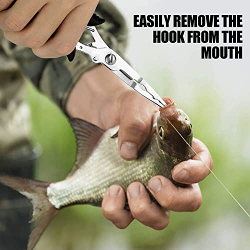 Hikary Long Nose Fishing Pliers,Ice Fishing Gear,Stainless Steel Hook Remover Braid Cutter Rustproof Fishing Multi-Tools Fishing Gripper for Freshwater Saltwater - color: yellow-7inch
