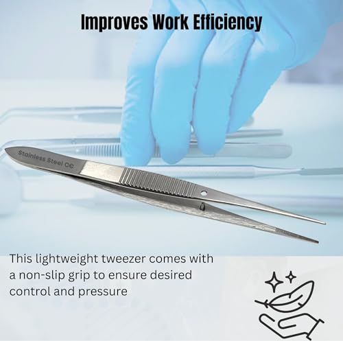 Iris Eye Dressing Forceps 4", Straight, Serrated Tips