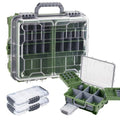 THKFISH Waterproof Tackle Box, Portable Fishing & Tackle Storage Box with Two 3500 Stowaway Boxes and Removable Dividers, Tackle Box, Thicker Floating Airtight Stowaway,Pink/Green/Blue/Grey - color: M-Green