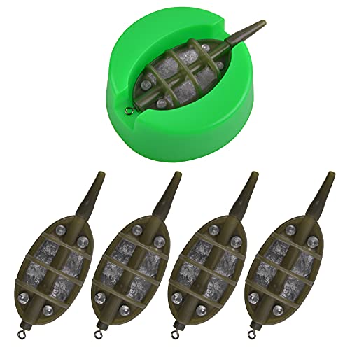 Carp Fishing Method Feeders Set,4pcs Inline Method Feeders with 1pc Quick Release Mould Bait Holder Tool Carp Fishing Tackle Accessories - color: Set C(15g,24g,34g,40g)