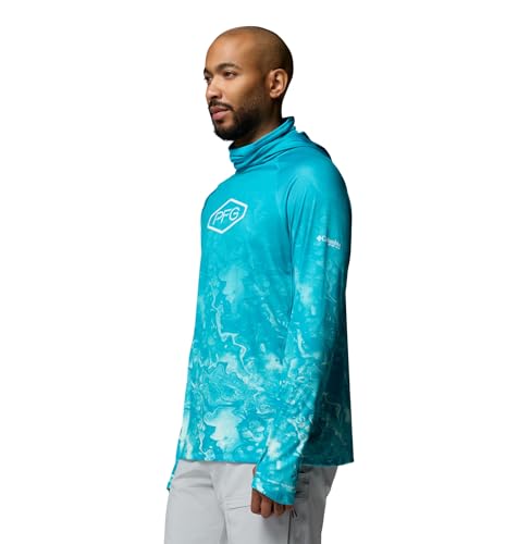 Columbia Men's Pfg Super Terminal Tackle Vent Hoodie - color: Ocean Teal Aerials Fade, size: Small