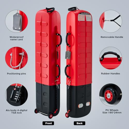 XCMAN Ski Case for Air Travel Hard Storage Portable Cart Case Suitable for Snowboards,Fishing Rods, Water skis,Spearfishing - size: 124L