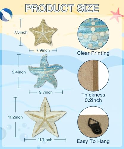 Putuo Decor Starfish Wall Decor Set Ocean Theme Coastal Decorative Wall Art For Living Room Bedroom Bathroom Beach House Entryway - color: Starfish