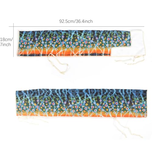 M MAXIMUMCATCH Maxcatch Fly Rod Sock, Thicken Cotton Fabric Protector Rod Cover with 4 Compartments, for 9ft/10ft 4-Sec Fly Rod - color: Brook Trout, size: For 10FT 4-SEC Fly Rod