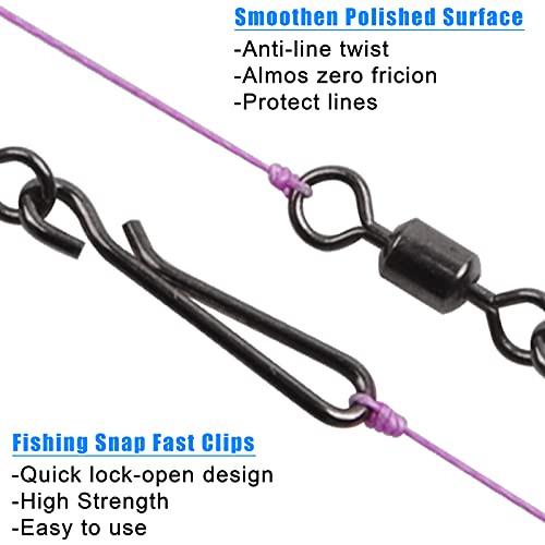 Fishing Swivels Snaps Rolling Barrel Swivels with Fast Clips Fishing Snaps High Strength Speed Clips Connector Freshwater Saltwater Snaps Swivels Fishing Tackle - style: 4#-50pcs