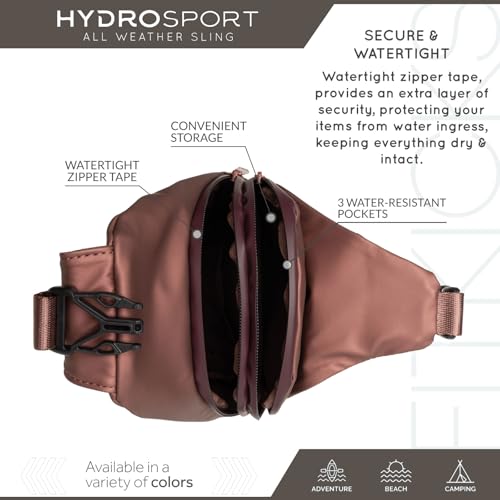 FITKICKS Hydrosport All Weather Sling Bag Unisex Crossbody Travel Hiking Chest Bag - color: Copper