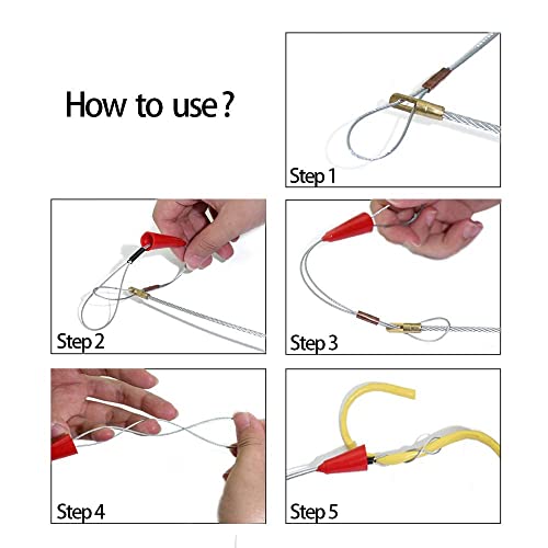 33' Fiberglass Running Electrical Wire Cable Pulling Fish Tape kit with 5 different attachments in a Carrying Case - size: 33FT-10 Rods