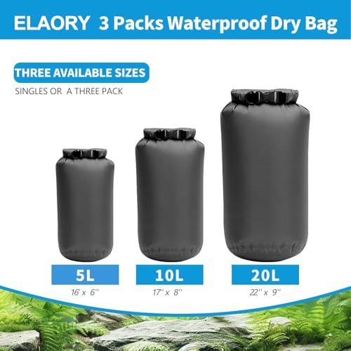 Dry Bags Waterproof 3 Pack (5L, 10L, 20L) - Lightweight Dry Storage Bag Beach Bag for Travel, Boating, Fishing, Rafting, Swimming, Camping & Outdoor Activities - Durable & Compact Design - Grey - color: Grey
