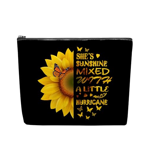 Sunflower Cosmetic Bag For Women, Sunflower Gifts For Women, Floral Makeup Pouch, Travel Toiletry Bag With Zipper, Birthday Graduation Inspirational Gifts Best Friend Bestie Her - color: Sunflower