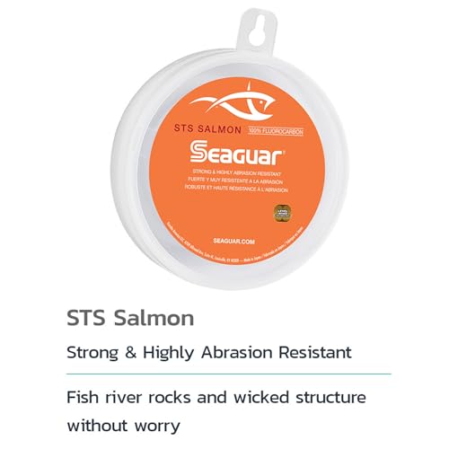 Seaguar STS Salmon 100% Fluorocarbon Fishing Line Leader, 100yd Spool, Clear, Multiple Sizes - size: 50lbs/100yds