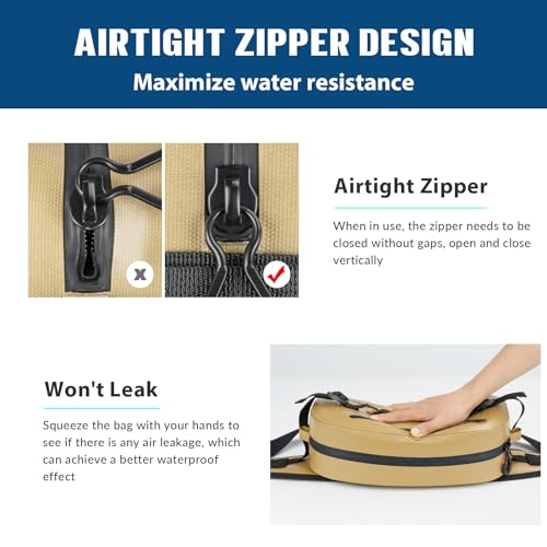 THKFISH Waterproof Fishing Waist Pack, Large Fishing Tackle Bag with Adjustable Strap, Airtight Zipper Closure, Lightweight Sling Fishing Waist Bag for Fly Fishing, Brown - color: Brown 02