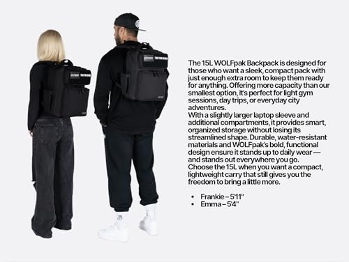 WOLFpak 15L Slim Tactical Gym Backpack - Durable 1000D Waterproof Oxford Material | Minimalist Daypack w/Laptop Pocket & Dual Cup Holders | Great for Travel & Everday Carry | (Alpha Black) - color: Alpha Black