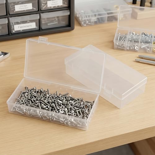 LJY 6 Pieces Rectangular Empty Mini Clear Plastic Organizer Storage Box Containers with Hinged Lids (7.3 x 3.5 x 1.8 inch, Transparent) - color: Transparent, size: 7.3 x 3.5 x 1.8 inch