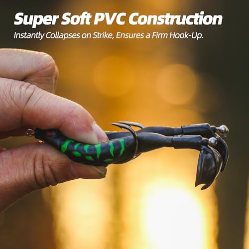 Soft Frog Lures, Topwater Swimbaits for Bass Fishing, Realistic PVC Design, Weedless Hooks, Perfect for Freshwater & Saltwater, Effective Fishing Lures for Pike & Snakehead - style: 5pcs-style F