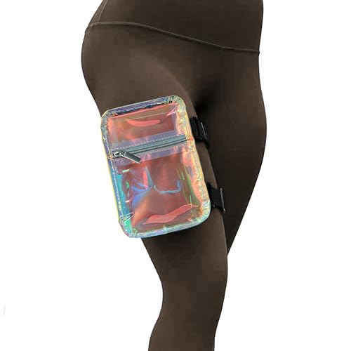 Holographic Thigh Bag | Leg Harness for Women | Outdoor Waist Pouch | Carnival Hiking Travel Fanny Pack with Adjustable Straps | Iridescent - color: Iridescent