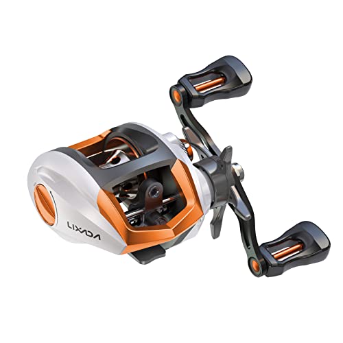 Lixada Fishing Reels, Baitcaster Reel Strong Corrosion Resistance Metal Saltwater Baitcasting Reel with Magnetic Braking System - color: White-Left handed