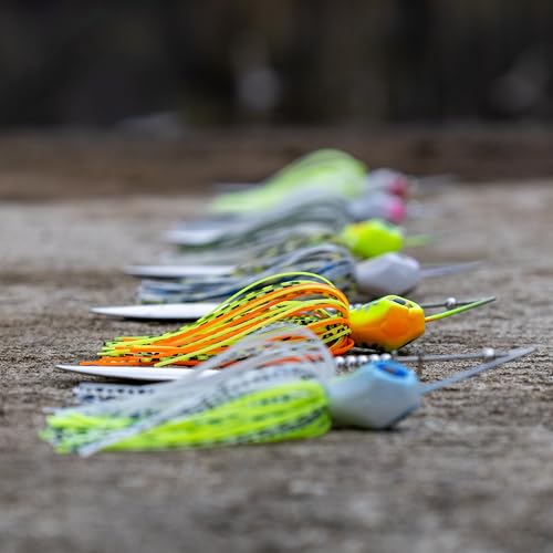 Reaction Tackle Spinner Bait, Compact Profile Fishing Lure with Flash and Vibration for Bass, Trout, Pike, Salmon and Walleye (3-Pack) - color: Sunrise, size: 3/8 Oz