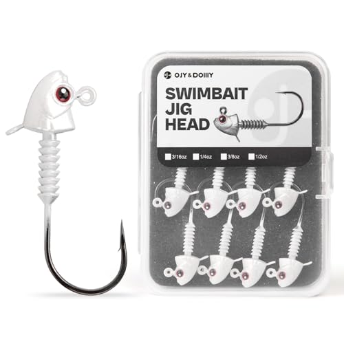 Swimbait Jig Heads with Stacked Cone Keeper, Minnow Style Eye Fishing Jighead 3/16 1/4 3/8 1/2oz (15 PCs) - color: White, size: 3/8oz - 4/0 - 15 pack