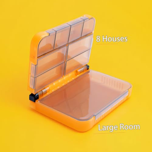 5 Pack Mini Plastic Tackle Boxes, Waterproof Fishing Gear Organizer for Lures, Hooks, Baits - color: Orange Original 5 packs