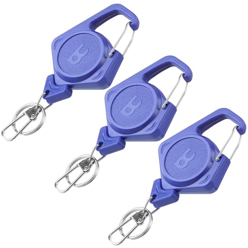 Booms Fishing Zinger Retractor 3pack: Fly Fishing Retractor with 27.5" Retractable Lanyard - 4oz Retractable Keychain for Key Nippers Scissors Forceps, Fly Fishing Accessories, XW80 - color: Blue