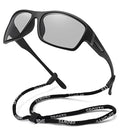 STORYCOAST Polarized Sports Sunglasses for Men Women Unbreakable Frame Cycling Fishing Driving - color: Black Frame-photochromic Lens