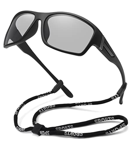STORYCOAST Polarized Sports Sunglasses for Men Women Unbreakable Frame Cycling Fishing Driving - color: Black Frame-photochromic Lens