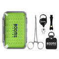Booms Fishing FF2 Fly Fishing Accessories and Tools Kit, 5 in 1 Fly Fishing Gear Combo: Fly Fishing Forceps, Fly Fishing Nipper, Fly Fishing Leader Straightener, Zinger Retractor, Two-Sided Fly Box - style: 5 in 1 Combo
