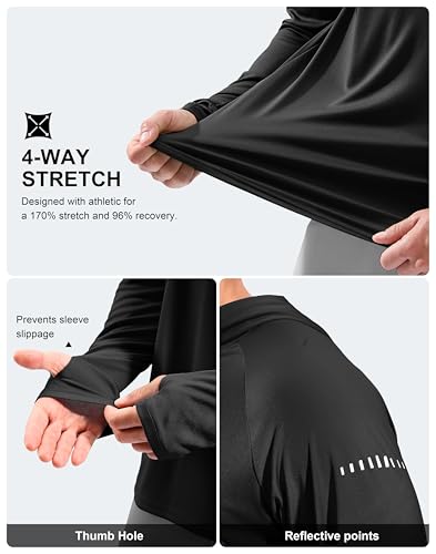 Men's Sun Protection Hoodie Shirts Long Sleeve UPF 50+ Swim Shirts for Men Rash Guard Fishing Shirt Quick Dry - color: Black, size: 3X-Large