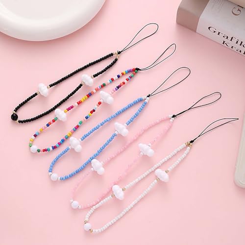 Beaded Phone Lanyard Wrist Strap Phone Charms Fixed Beads Pearl Chain - color: PC-yd-3