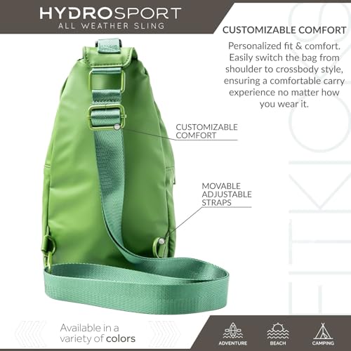 FITKICKS Hydrosport All Weather Sling Bag Unisex Crossbody Travel Hiking Chest Bag - color: Green