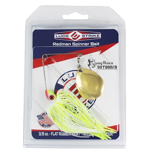 Luck E Strike Redman Spinner Bait by Jimmy Houston, 3/8 Ounce Colorado Spinnerbait - color: Chartreuse/White
