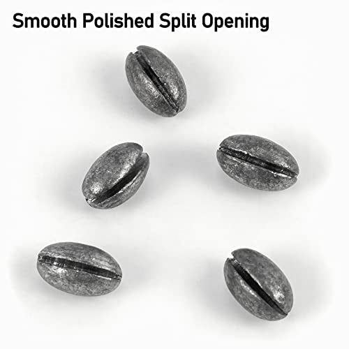 Dr.Fish 100 Pack Oval Split Shot Sinkers, Lead Fishing Weight Clip On Fishing Line Tackle Fly Fishing Freshwater Crappie Trout - size: 1/14oz
