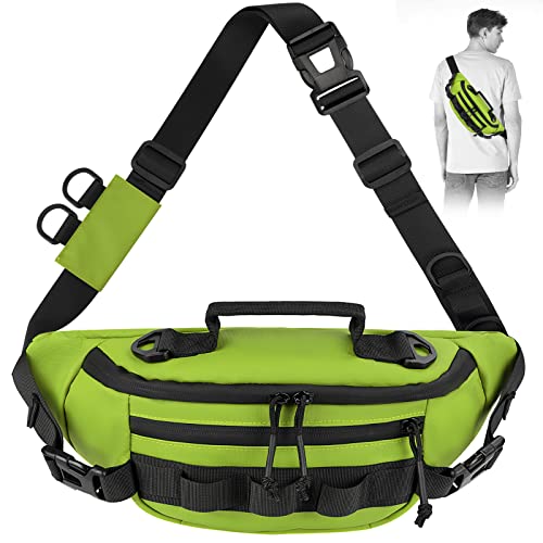 THKFISH Fishing Waist Pack, Fishing Tackle Bag Waterproof Fanny Pack for Women & Men Portable Sling Bag - color: GREEN-REGULAR