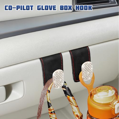 Bling Car Co-Pilot Glovebox Hook, 2PCS Crystal Rhinestone Vehicle Passenger Seat Hanging Storage Hooks for Handbag Purse, Automotive Glove Box Organizer Hanger, Universal Fit (Black) - color: Black
