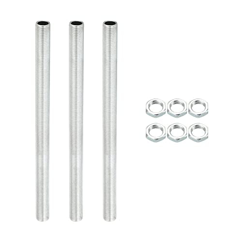 PATIKIL M12 Thread 7.09" Lamp Pipe Kit with Lock Nuts, 3 Set All Thread Rods Fasteners Hardware for Chandelier Ceiling Light DIY, Zinc Plating - size: 7.09"