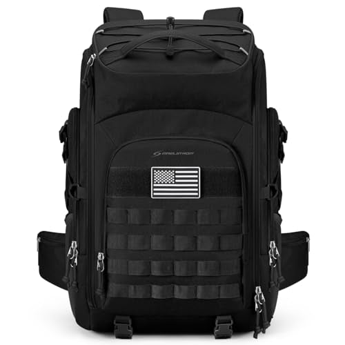 Maelstrom Tactical Backpack for Men, Water Resistant 40L Military Bag | Molle System, 900d Polyester, Laptop Pocket, Load Compression, Tripod Straps, For Hunting, Travel, Hiking,Gym, Camping - color: A.black