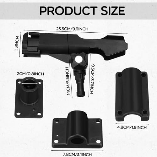 Liliful 4 Pcs Fishing Rod Holder for Boat Adjustable Kayak Swivel Fishing Pole Holders Accessories, Black - style: Classic