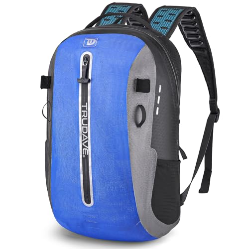 Trudave Waterproof Backpack, Waterproof Submersible Backpack, Floating TPU Coated Dry Bag with Airtight Zipper for Kayak, Fishing, Boating, Hiking, Blue,(20L) - color: Blue, size: 20L
