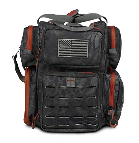 EGO Kryptek Tactical Tackle Box Backpack, Durable Fishing Tool Bag, 1000D Nylon Fabric with PVC Back, Water-Resistant, Multiple Storage Pockets, Laser-Cut Molle Loops, Includes 4 Tackle Trays - color: Typhon, size: Shoulderbag - Regular