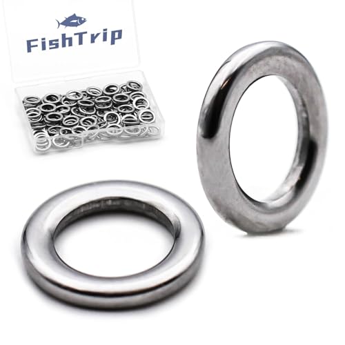 FishTrip Solid Rings Fishing 50Pcs - Stainless Steel Ring for Assist Hooks Jigs Butterfly Rigs Saltwater Freshwater - size: Size 00_50pcs