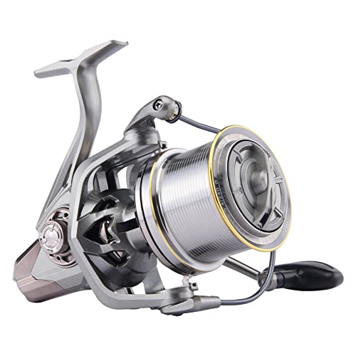 HAUT TON Spinning Reel 8000/9000/10000/12000/14000,6+1BB Metal Surf Fishing Reels,4.8:1 Gear Ratio 55lbs Drag Heavy Long Casting Inshore Saltwater Monster Fish - size: 9000, style: Ht-ngk