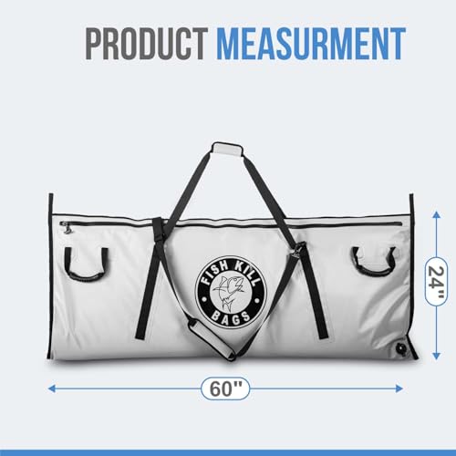Flat PVC Tarpaulin Insulated Fish Cooler Kill Bag - Waterproof Fishing Cooler Bag with Easy Grip Carry Handles - Portable Soft Cooler - 3 Sizes - size: 180 Quarts 60" x 24"